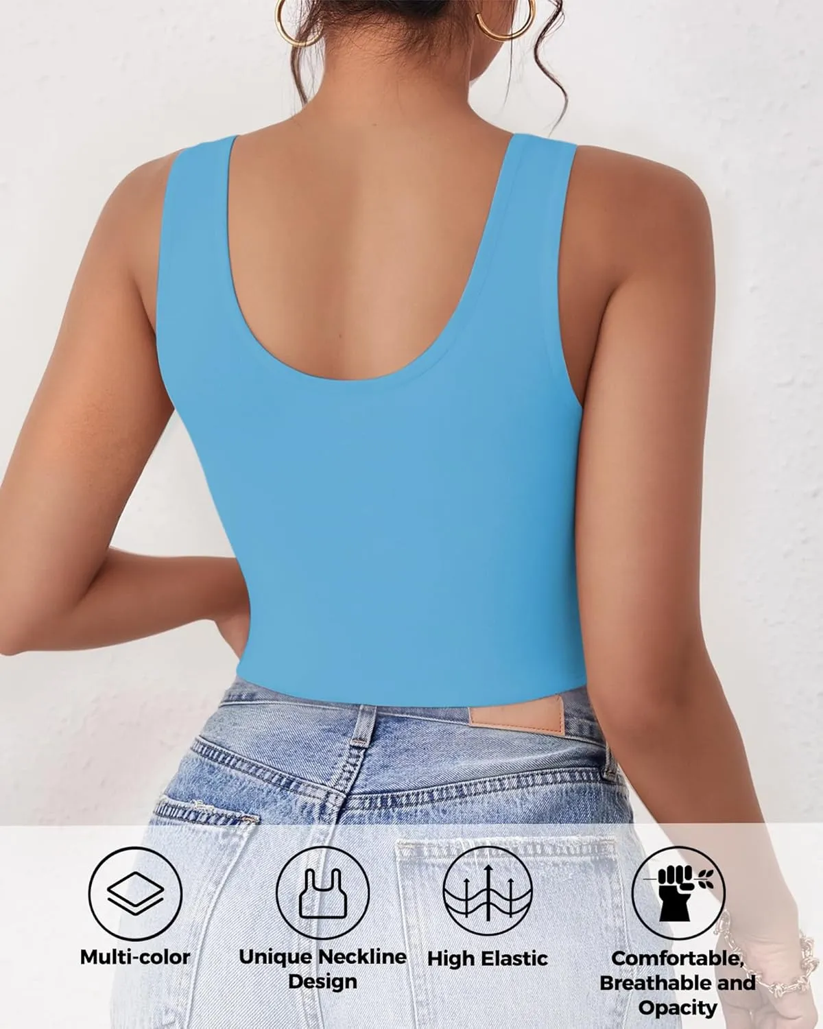 2-3Pcs Tank Tops for Women, U Neck Sleeveless Crop Tops, Basic Cropped Racerback Going Out Tops Athletic Sports Shirts