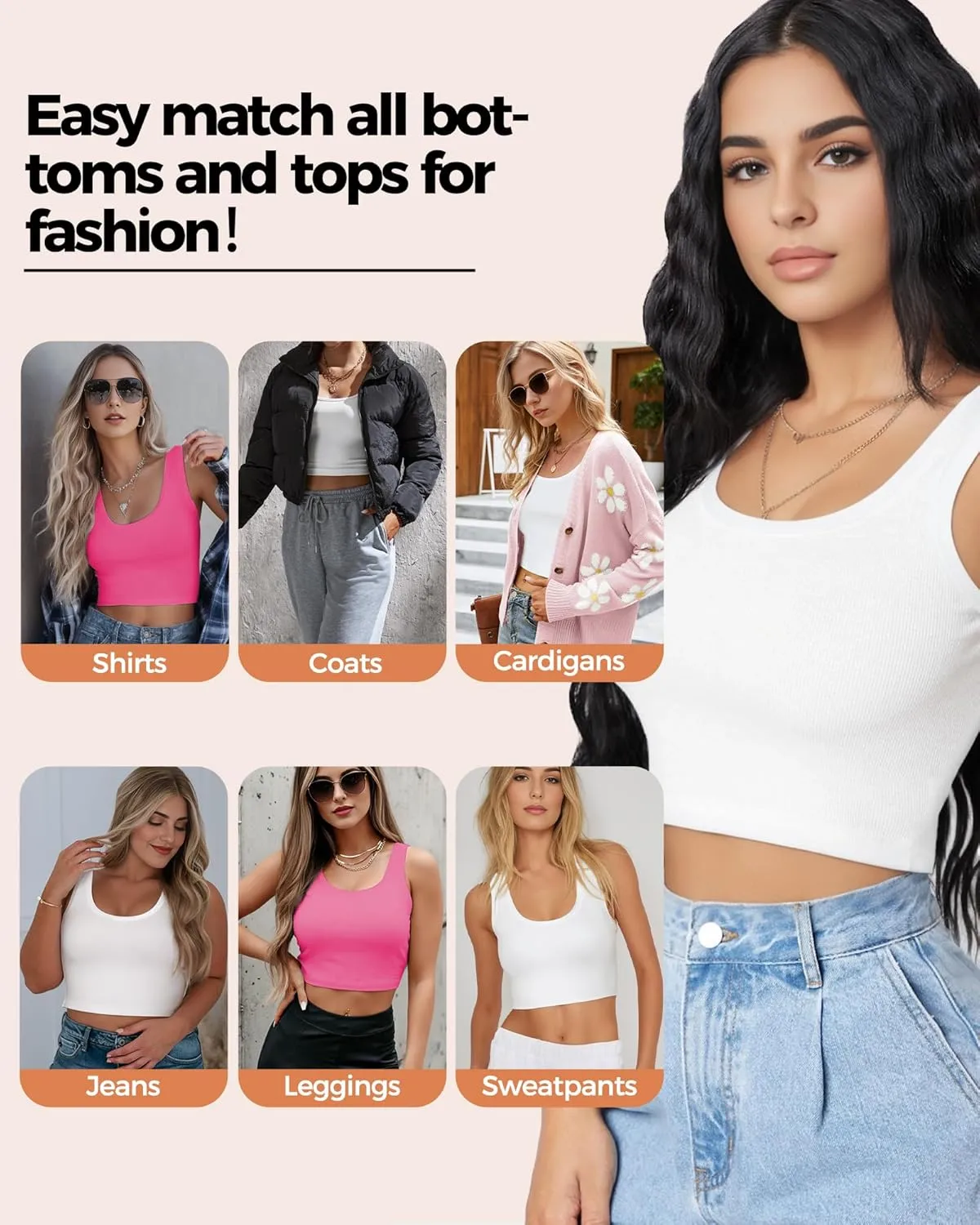 2-3Pcs Tank Tops for Women, U Neck Sleeveless Crop Tops, Basic Cropped Racerback Going Out Tops Athletic Sports Shirts