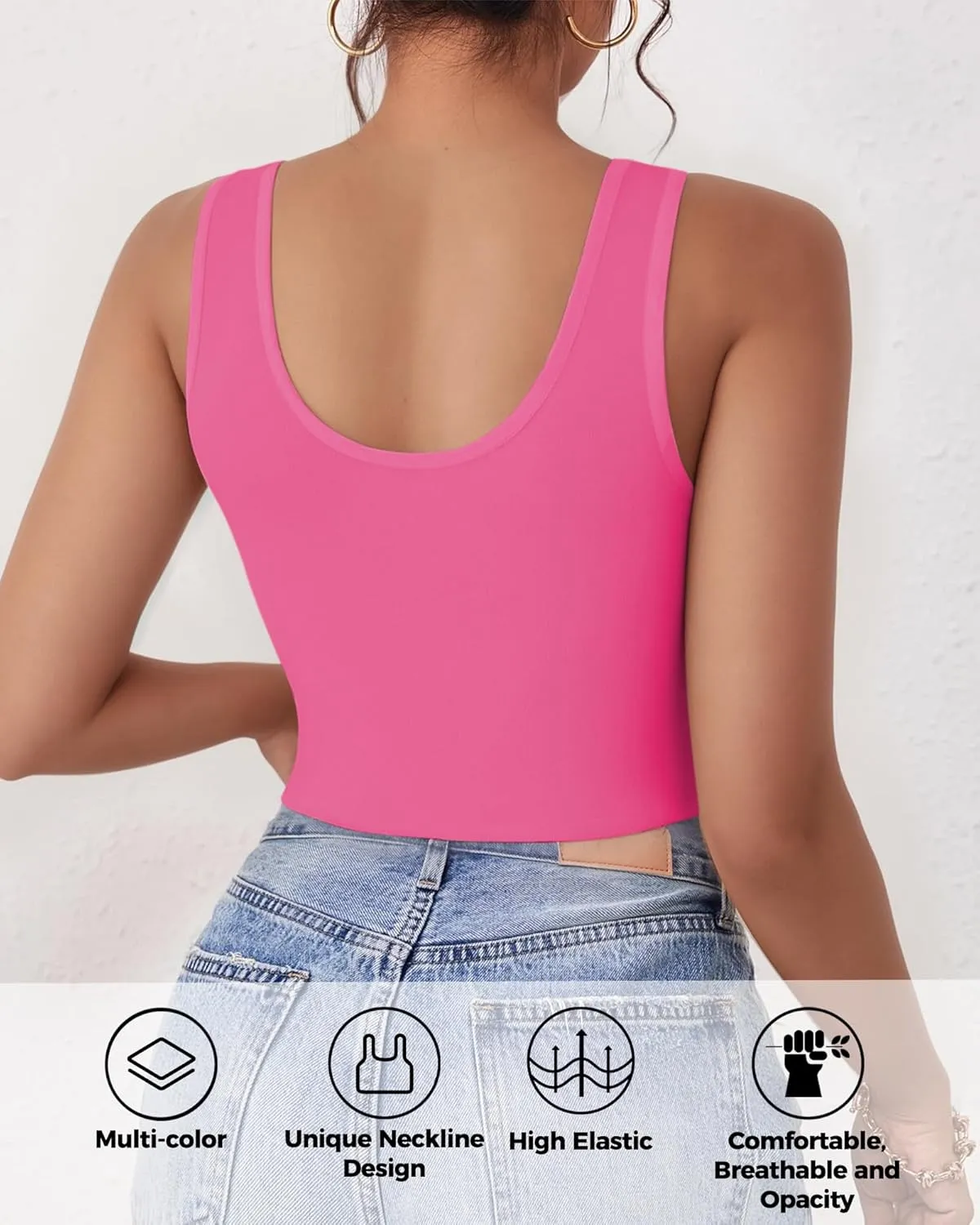 2-3Pcs Tank Tops for Women, U Neck Sleeveless Crop Tops, Basic Cropped Racerback Going Out Tops Athletic Sports Shirts