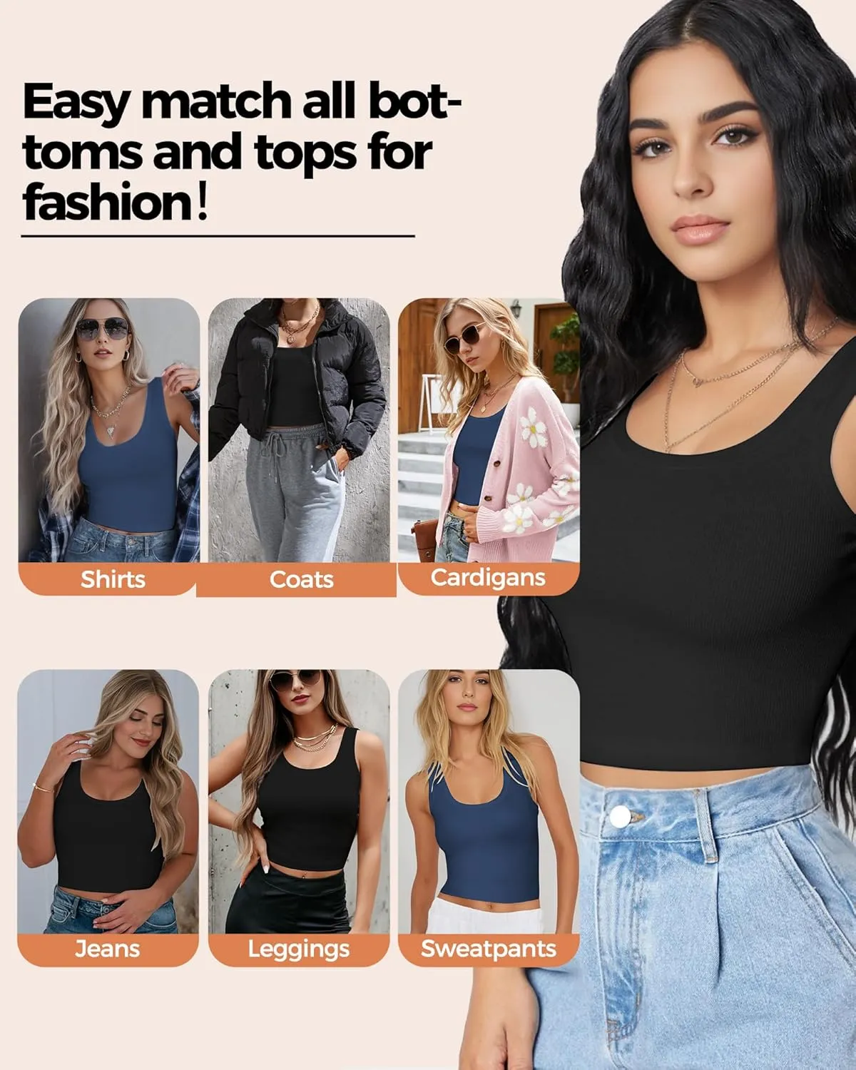 2-3Pcs Tank Tops for Women, U Neck Sleeveless Crop Tops, Basic Cropped Racerback Going Out Tops Athletic Sports Shirts