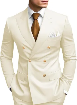 2 Piece Double Breasted Suit Men Slim Fit Mens Double Breasted Blazer Pants Sets Wedding Prom Homecoming Suit