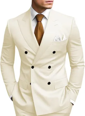 2 Piece Double Breasted Suit Men Slim Fit Mens Double Breasted Blazer Pants Sets Wedding Prom Homecoming Suit