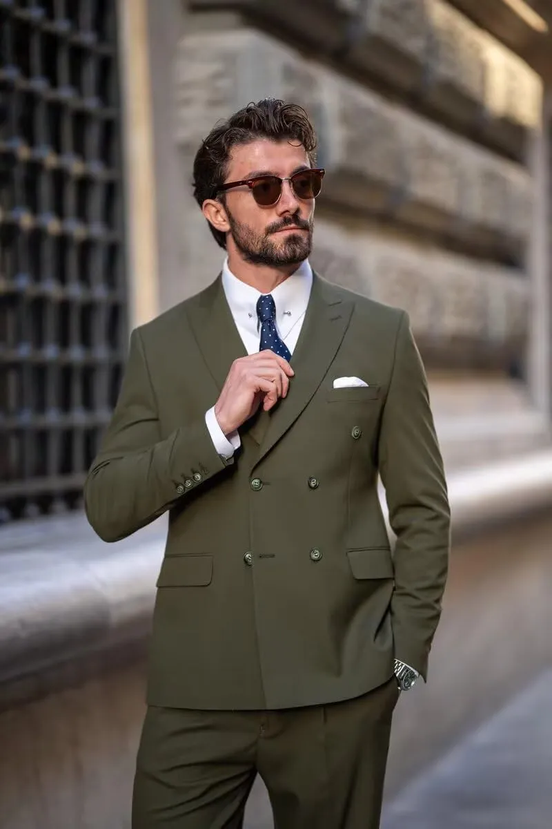 2 Piece Double Breasted Suit Men Slim Fit Mens Double Breasted Blazer Pants Sets Wedding Prom Homecoming Suit