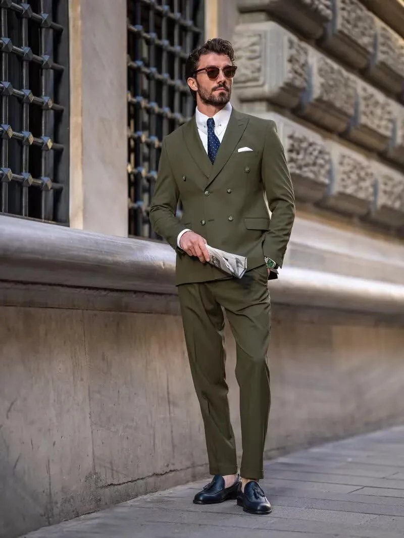 2 Piece Double Breasted Suit Men Slim Fit Mens Double Breasted Blazer Pants Sets Wedding Prom Homecoming Suit