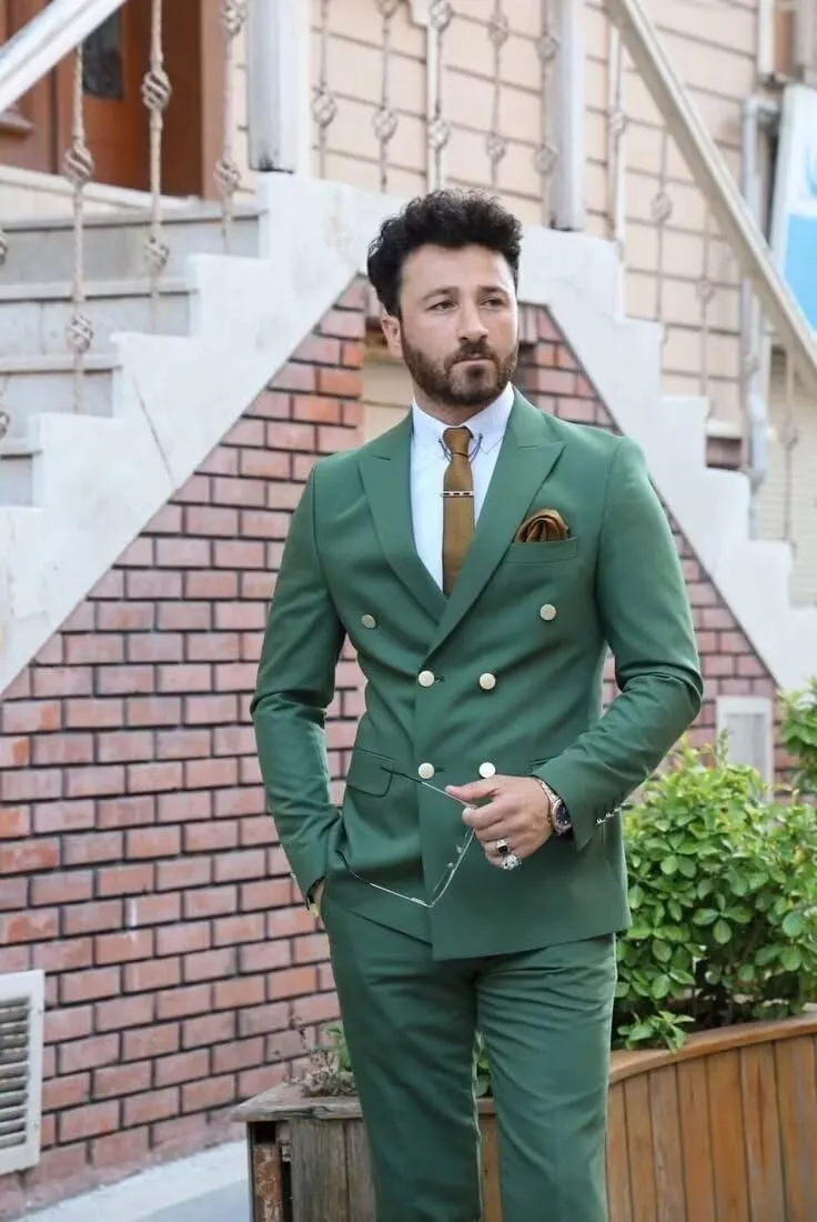 2 Piece Double Breasted Suit Men Slim Fit Mens Double Breasted Blazer Pants Sets Wedding Prom Homecoming Suit