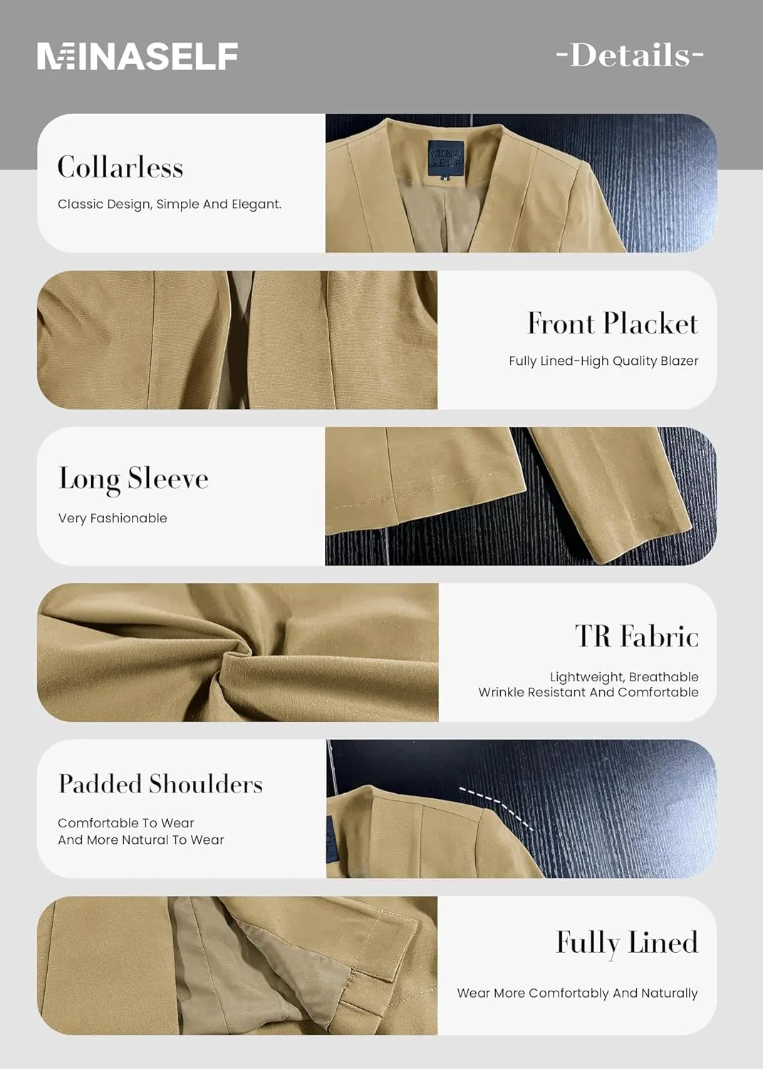 2025 Women's Spring Tweed Blazer Fully-Lined Collarless Open Front Elegant Petite Cute Fashion Casual Work Jacket