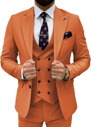 3 Piece Suit Men Slim Fit Double Breasted Suit for Men Wedding Suits Classic One Button Formal Prom Dinner Tuxedo