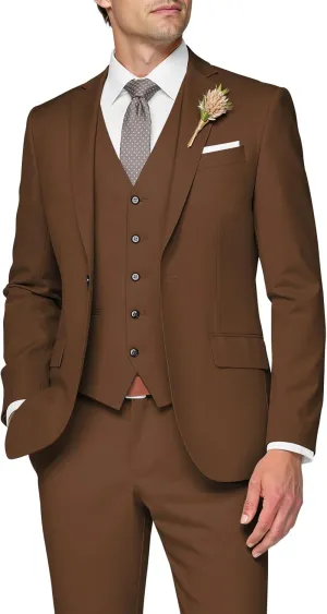 3 Piece Suit Men Slim Fit Wedding Suits for Mens Elegant One Button Jacket Single Breasted Vest Pants Set