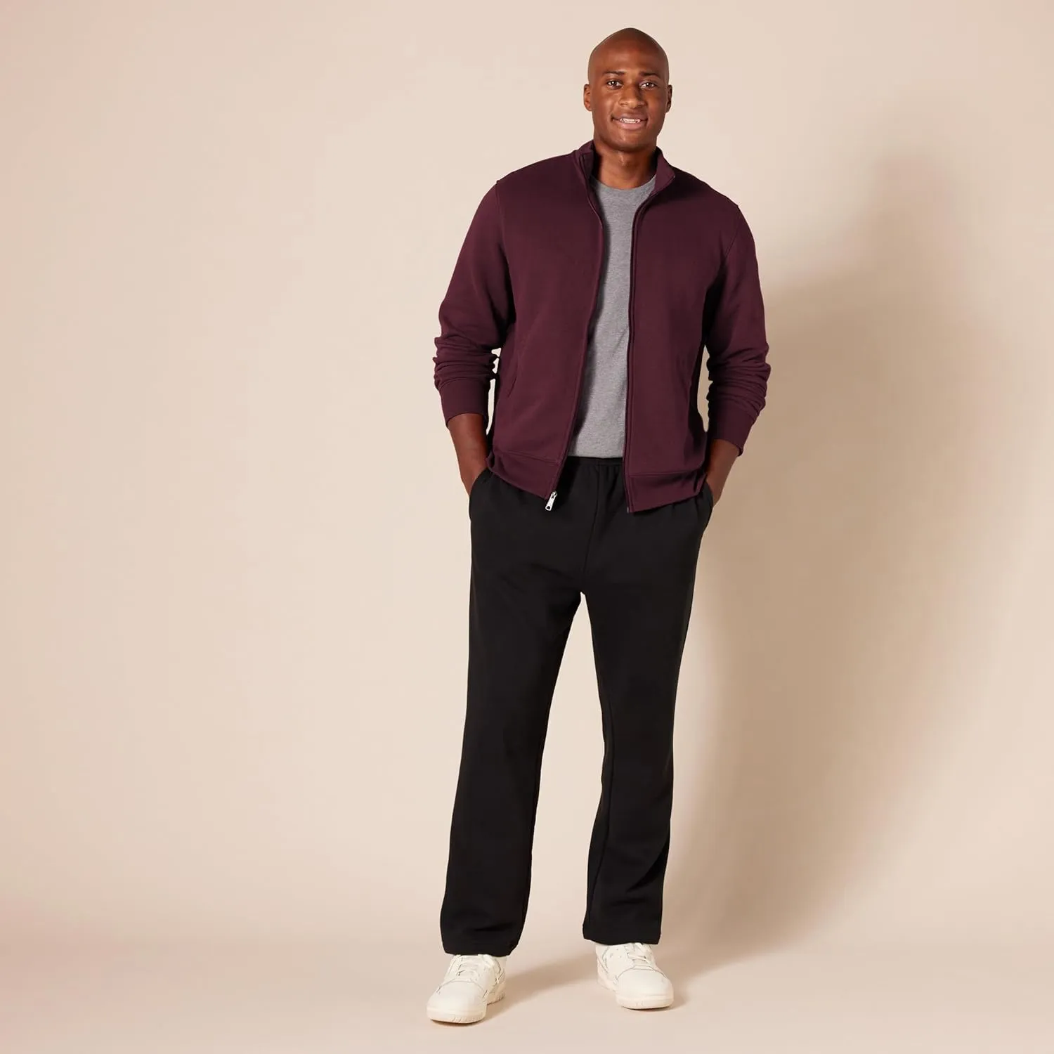 Amazon Essentials Men's Sweatshirt, Mock Neck, Fleece Zip Up
