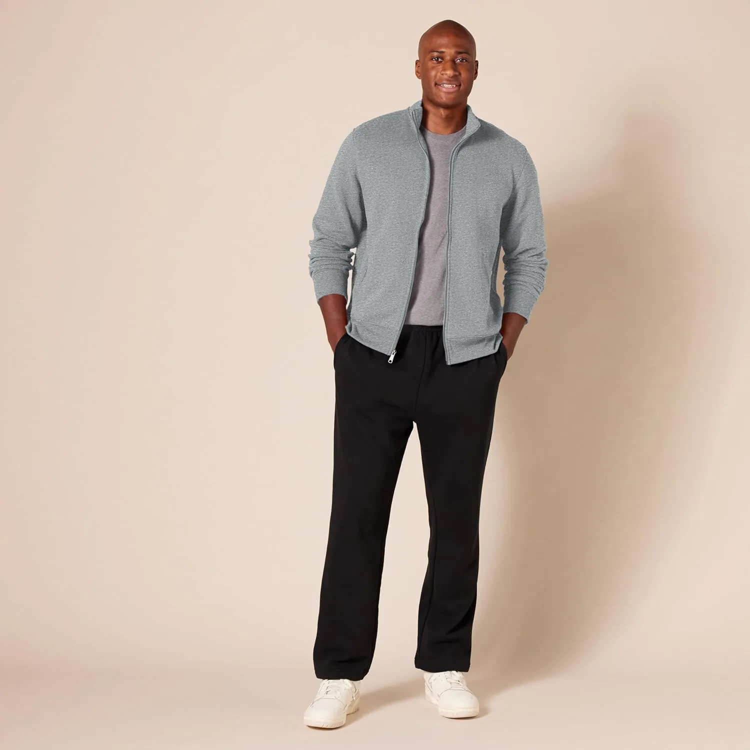 Amazon Essentials Men's Sweatshirt, Mock Neck, Fleece Zip Up