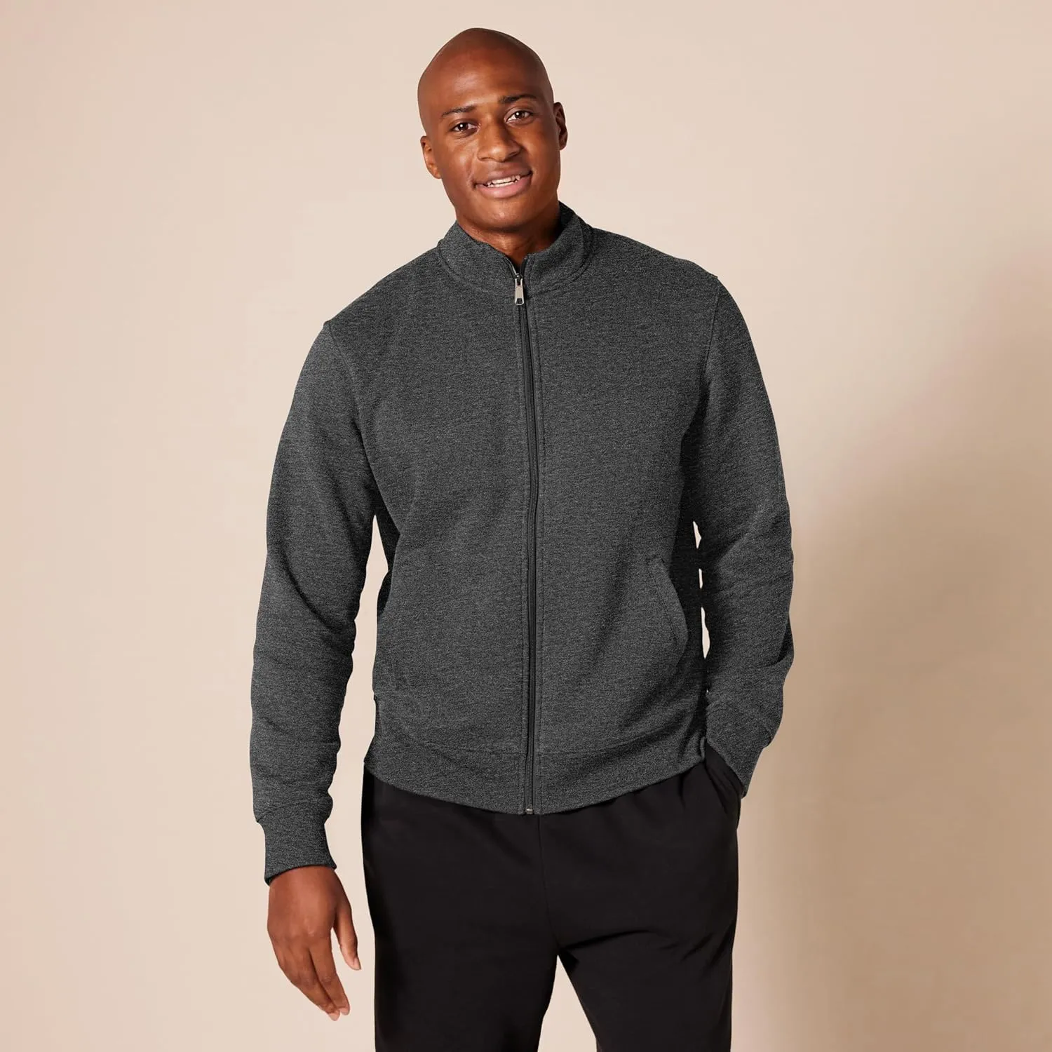 Amazon Essentials Men's Sweatshirt, Mock Neck, Fleece Zip Up