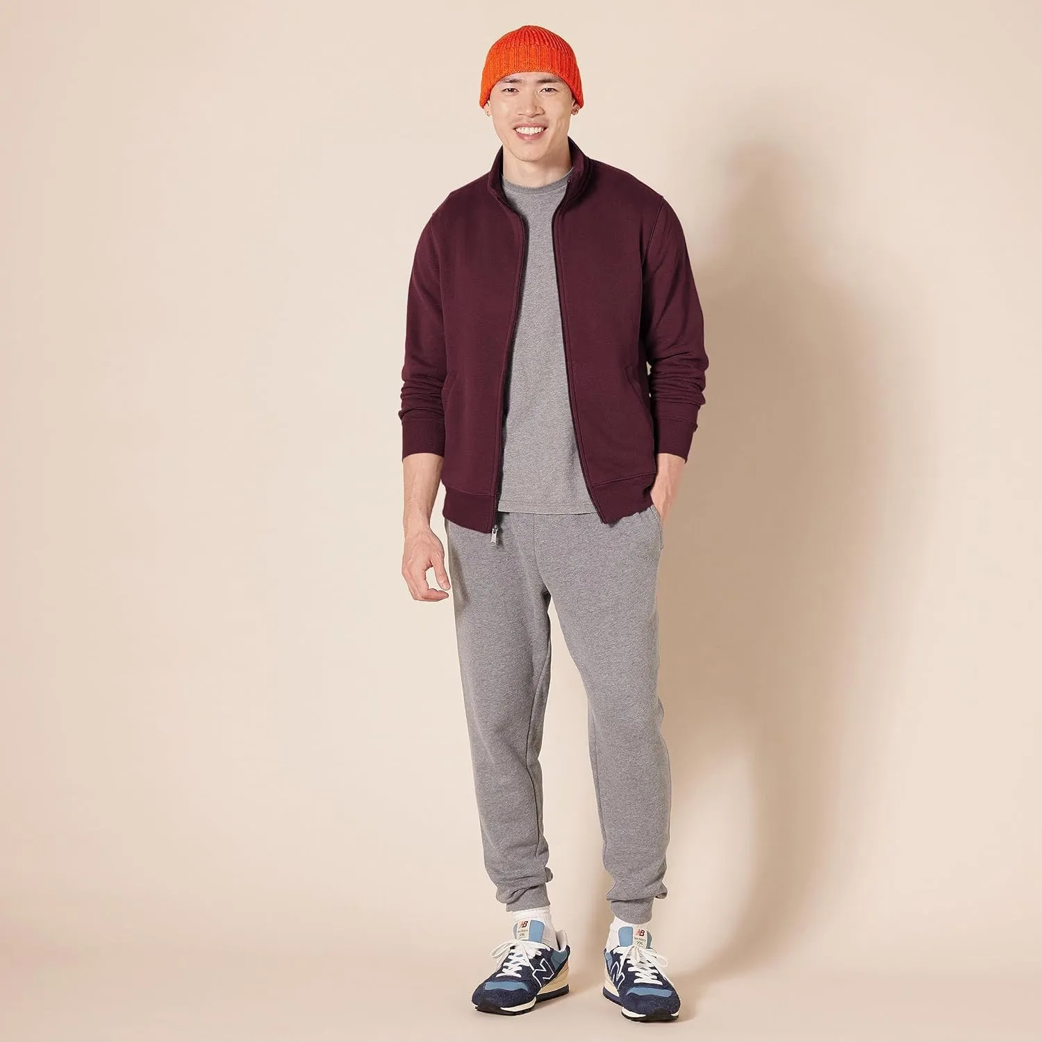 Amazon Essentials Men's Sweatshirt, Mock Neck, Fleece Zip Up