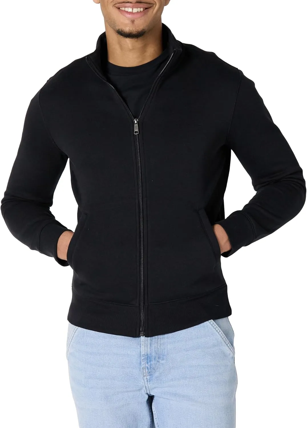 Amazon Essentials Men's Sweatshirt, Mock Neck, Fleece Zip Up