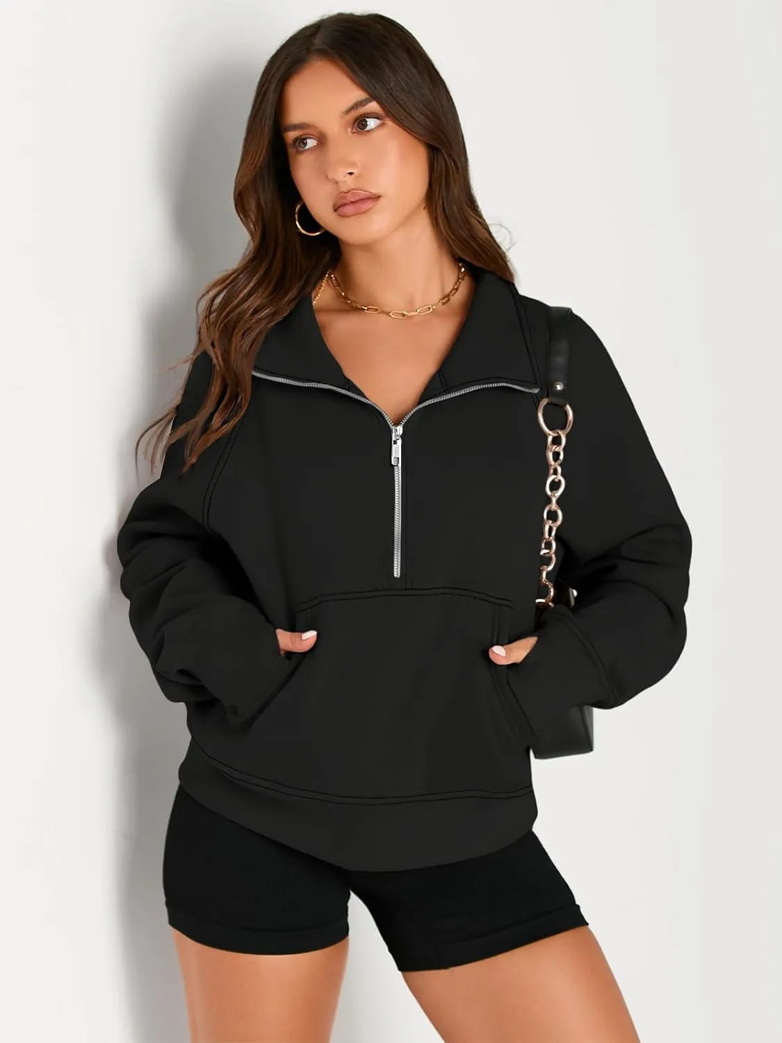AUTOMET Womens Sweatshirts Half Zip Cropped Pullover Fleece Quarter Zipper Hoodies 2025 Fall Fashion Outfits Clothes