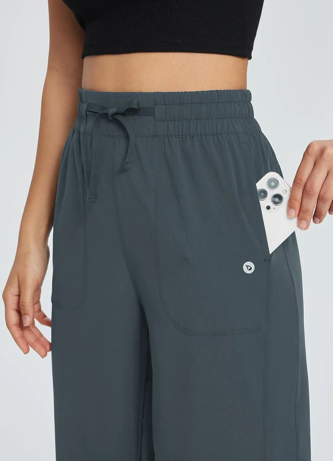 baleaf Women's 21" 30" Wide Leg Pants Capris Athletic Casual with Pockets Drawstring Quick Dry Walking Workout UPF50 
