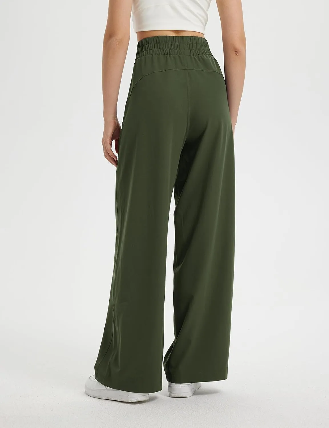 baleaf Women's Track Pants Lightweight Athletic Travel Wide Leg Pants with Pockets 30" Work Lounge Loose Fit UPF50 