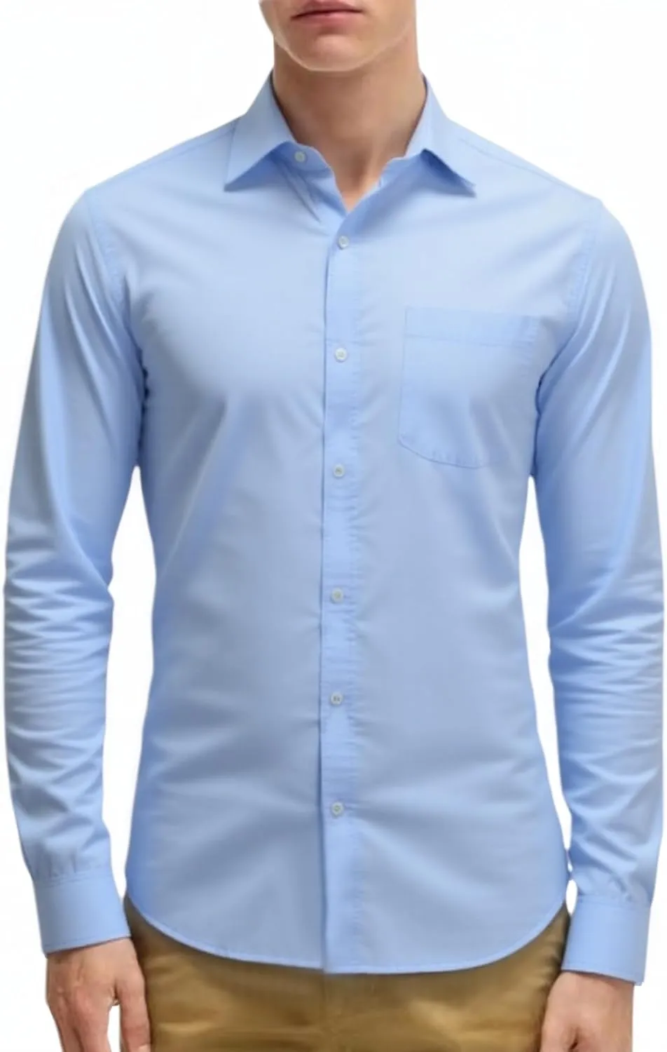 Beninos Mens Slim Fit Solid Point Collar Button Down Dress Shirt