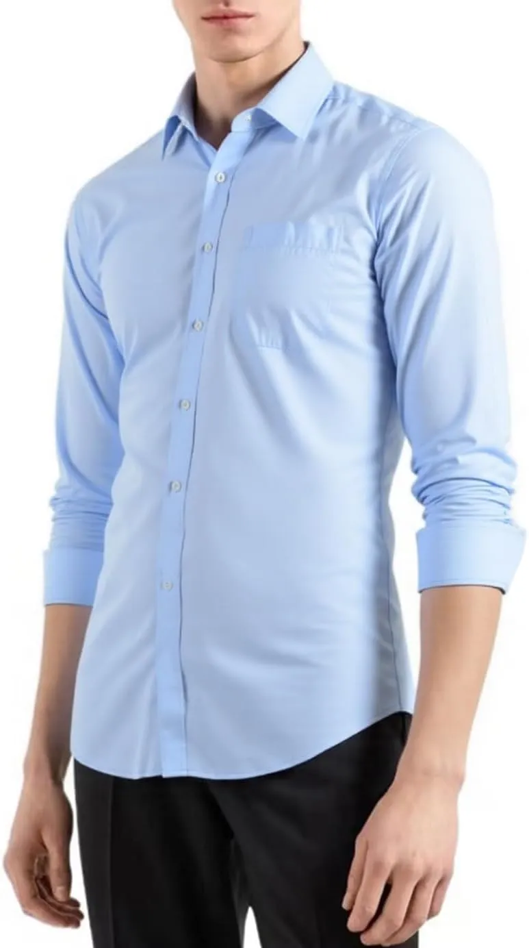Beninos Mens Slim Fit Solid Point Collar Button Down Dress Shirt