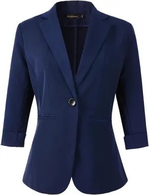 Beninos Womens 3/4 Sleeve Lightweight Office Work Suit Jacket Blazer