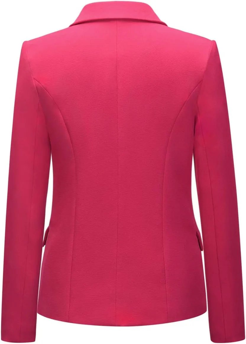 chouyatou Women's Vintage Double Breasted Slim Fit Dress Suit Blazer Jacket