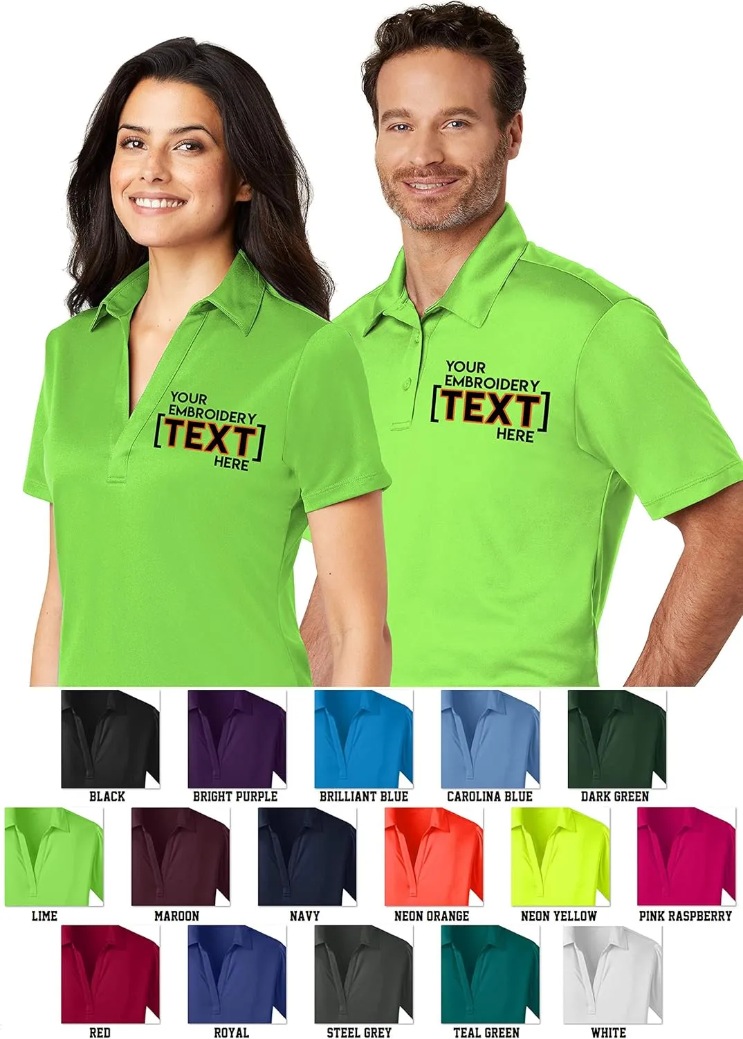 Custom Embroidered Shirts for Women - Add Your Text - Personalized Embroidery Polyester Polos