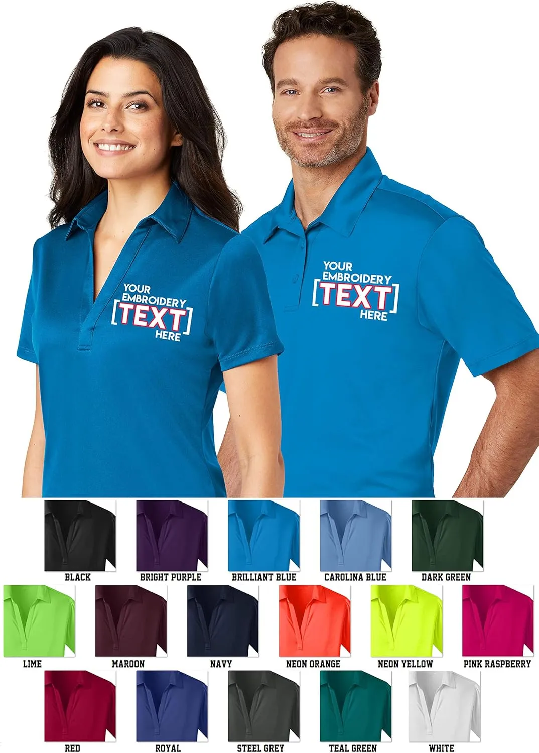 Custom Embroidered Shirts for Women - Add Your Text - Personalized Embroidery Polyester Polos