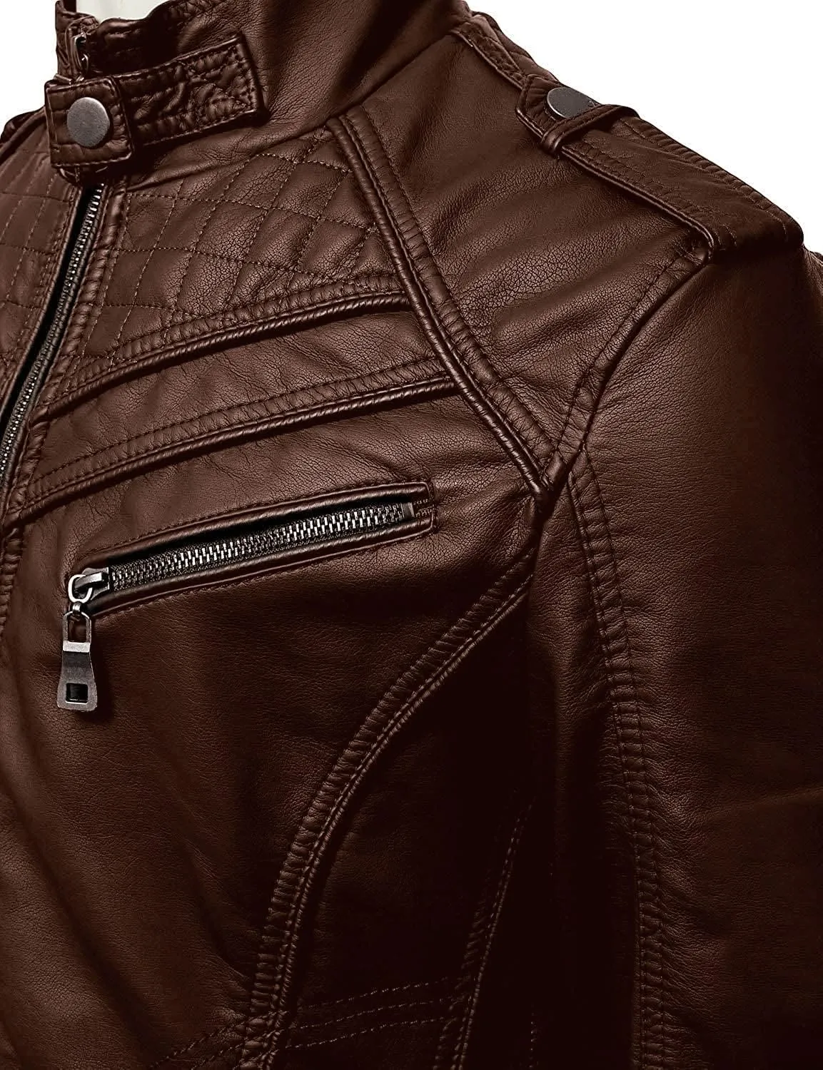 DECIMAL Men's Black Genuine Lambskin Leather Biker Jacket VINTAGE REAL MOTORCYCLE JACKETS FOR MEN