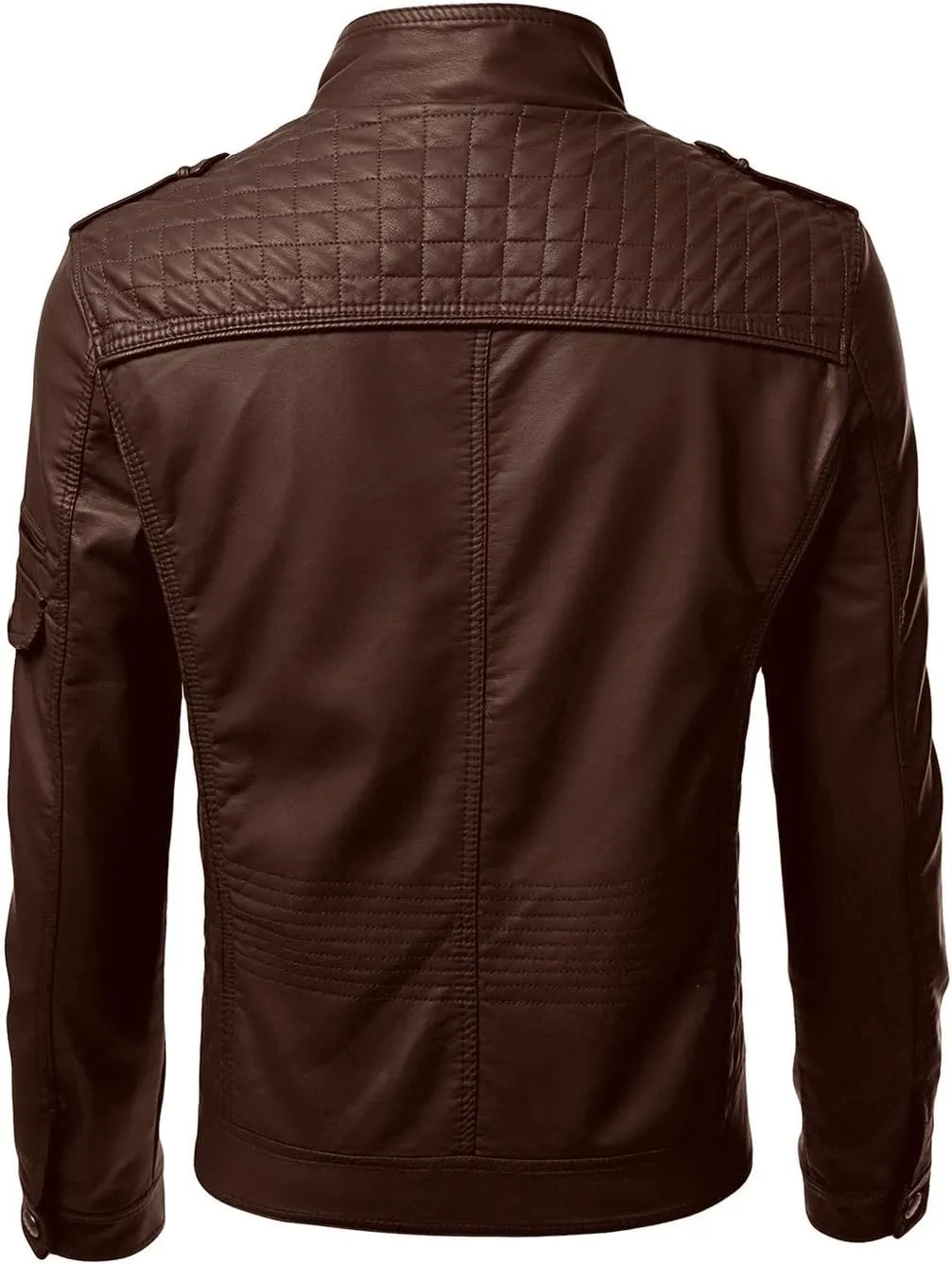 DECIMAL Men's Black Genuine Lambskin Leather Biker Jacket VINTAGE REAL MOTORCYCLE JACKETS FOR MEN