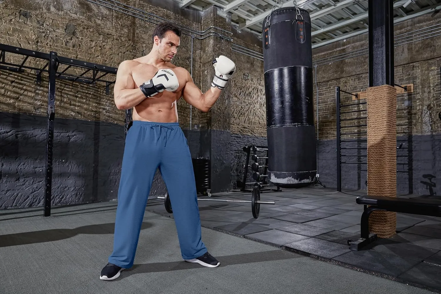 Deyeek Men's Lightweight Sweatpants Open Bottom Sweat Pants for Men Straight Leg Gym Sweatpants Lounge Pants with Pockets