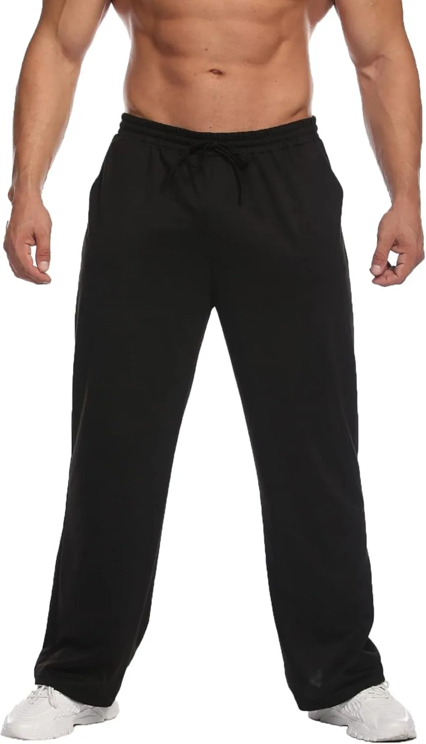 Deyeek Men's Lightweight Sweatpants Open Bottom Sweat Pants for Men Straight Leg Gym Sweatpants Lounge Pants with Pockets