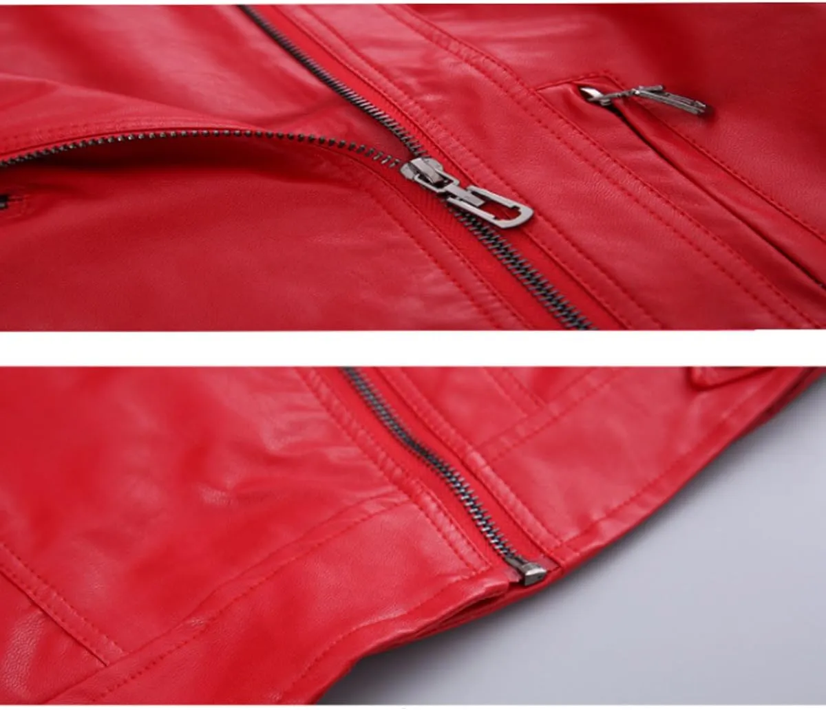 Elife Girls Fashion PU Leather Motorcycle Jacket Children's Outerwear Slim Coat 2-12 Years