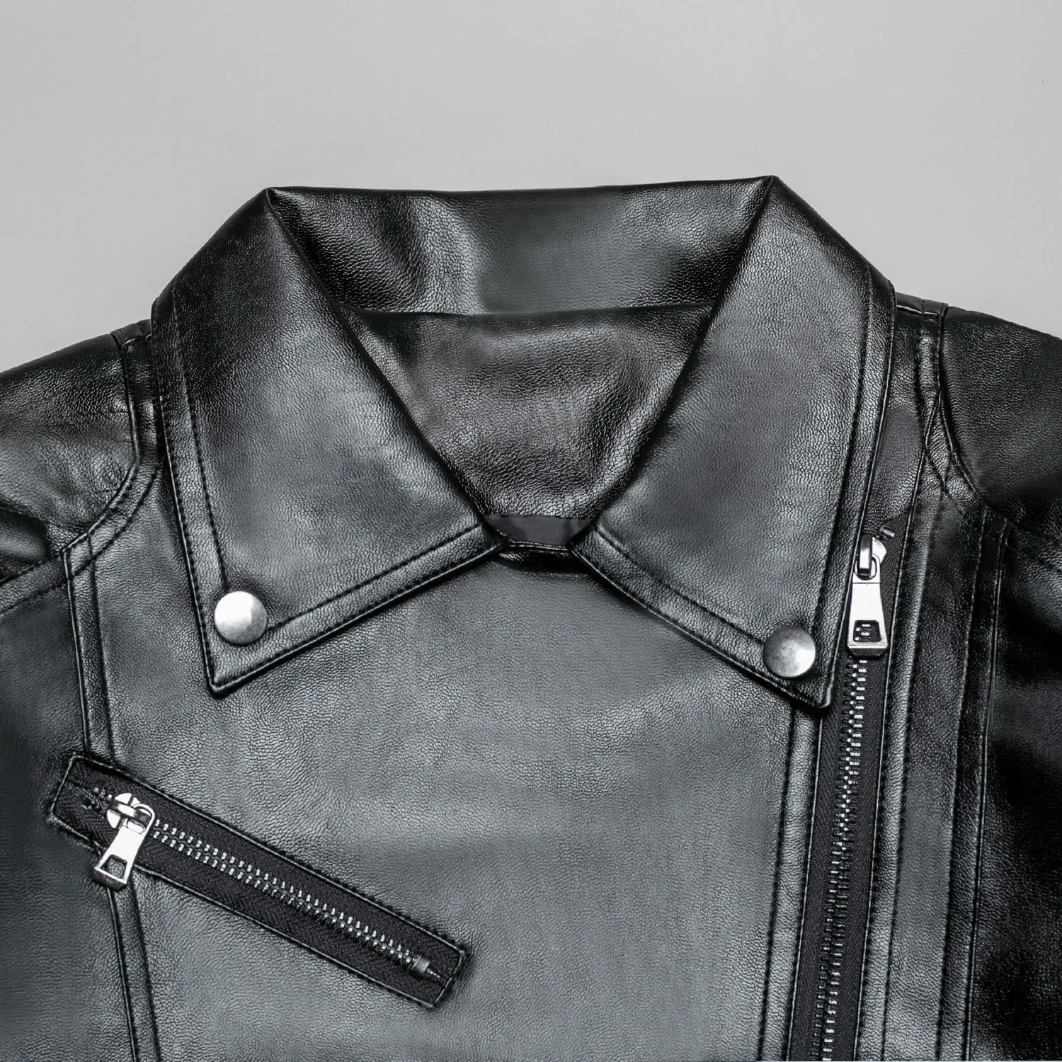 Elife Girls Fashion PU Leather Motorcycle Jacket Children's Outerwear Slim Coat 2-12 Years