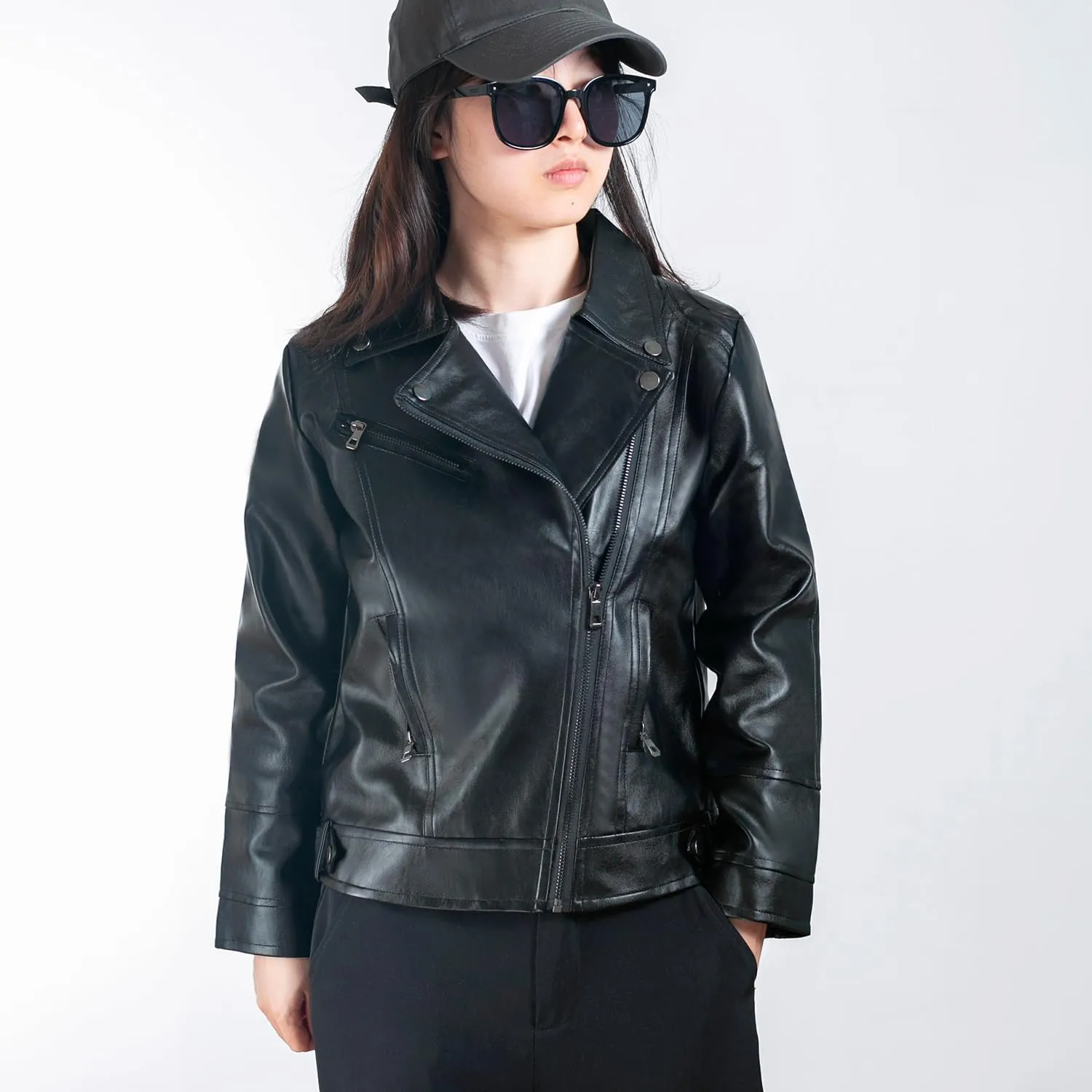 Elife Girls Fashion PU Leather Motorcycle Jacket Children's Outerwear Slim Coat 2-12 Years