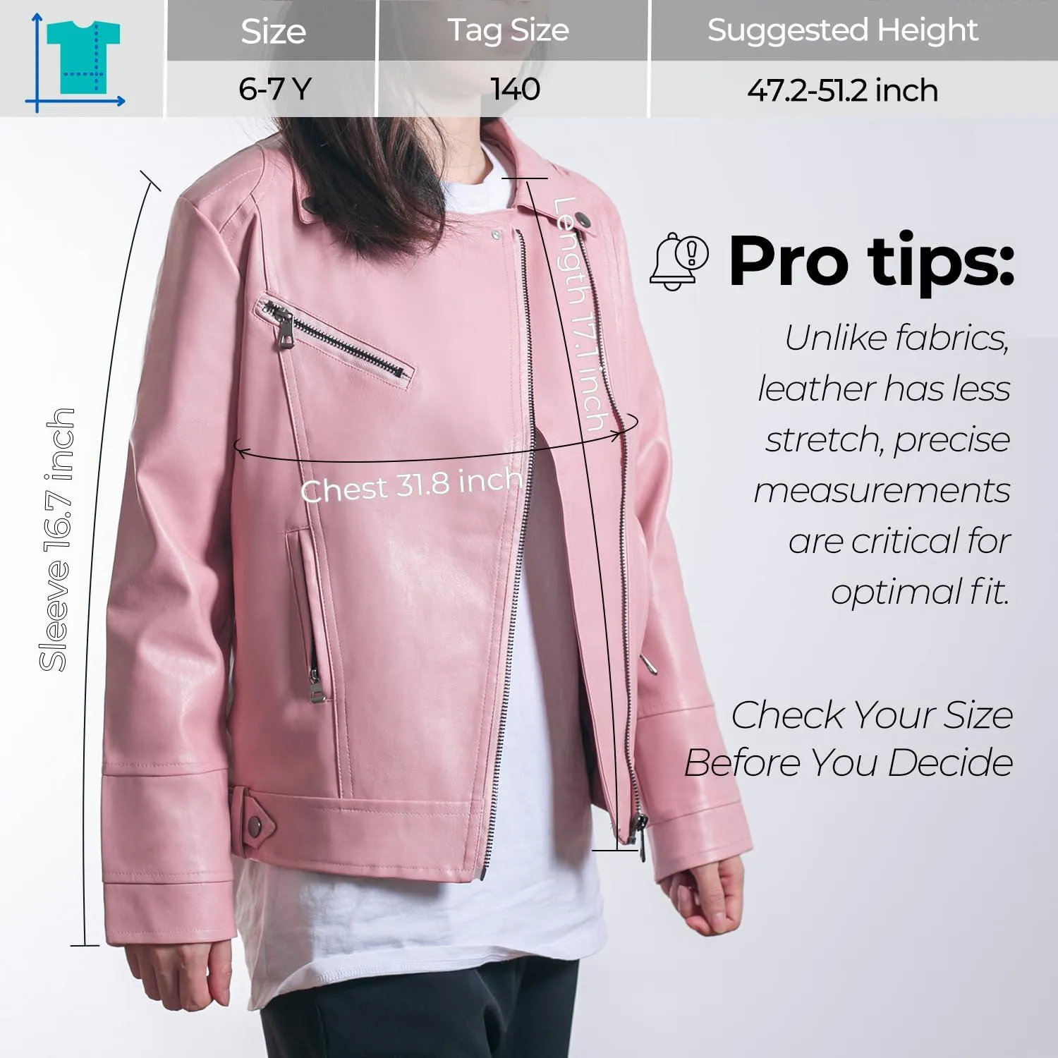 Elife Girls Fashion PU Leather Motorcycle Jacket Children's Outerwear Slim Coat 2-12 Years