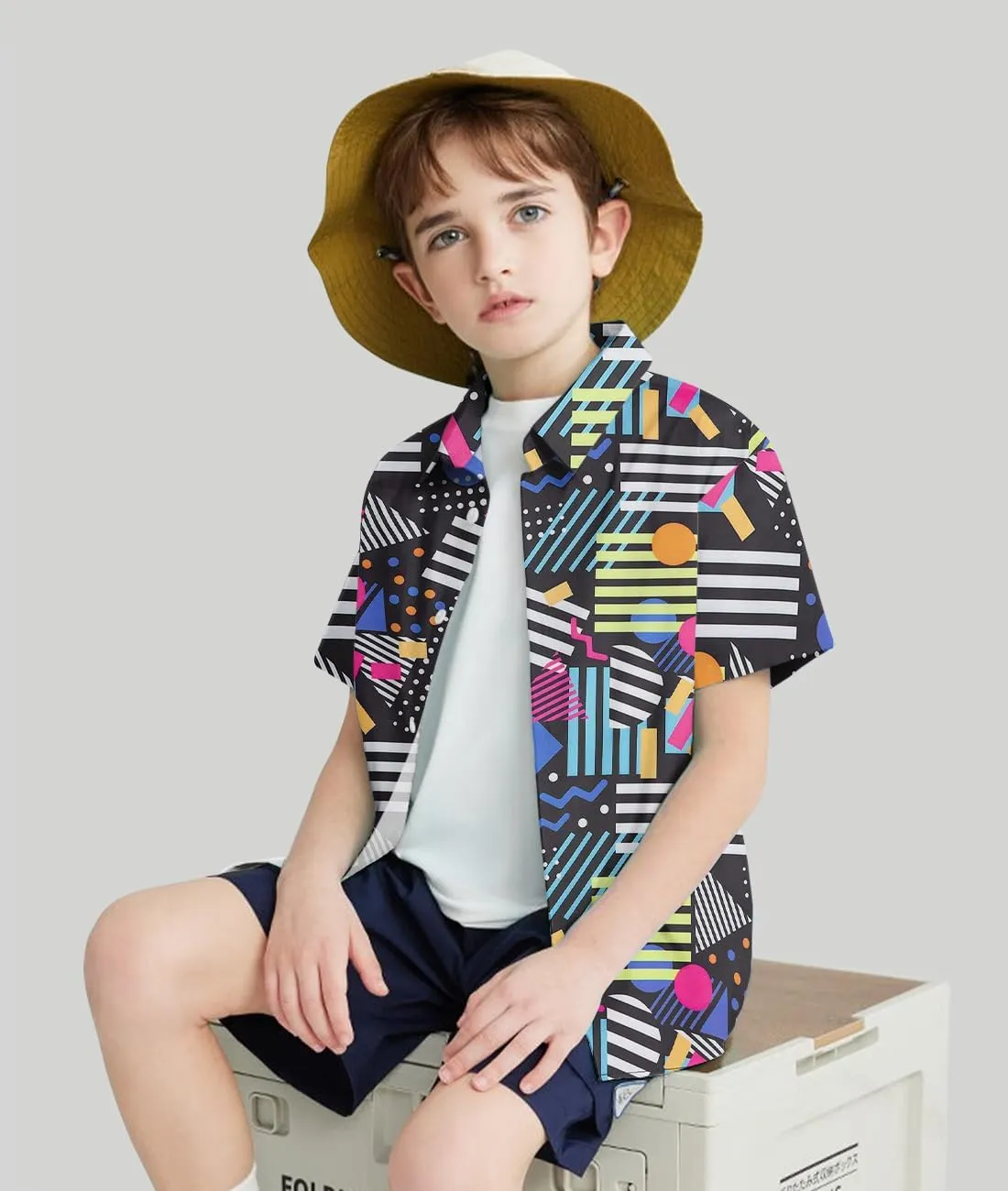 Enlifety Boys Girls Hawaii Shirt Cool Summer Casual Blouse Short Sleeve Button Down Tops Size 2-10T
