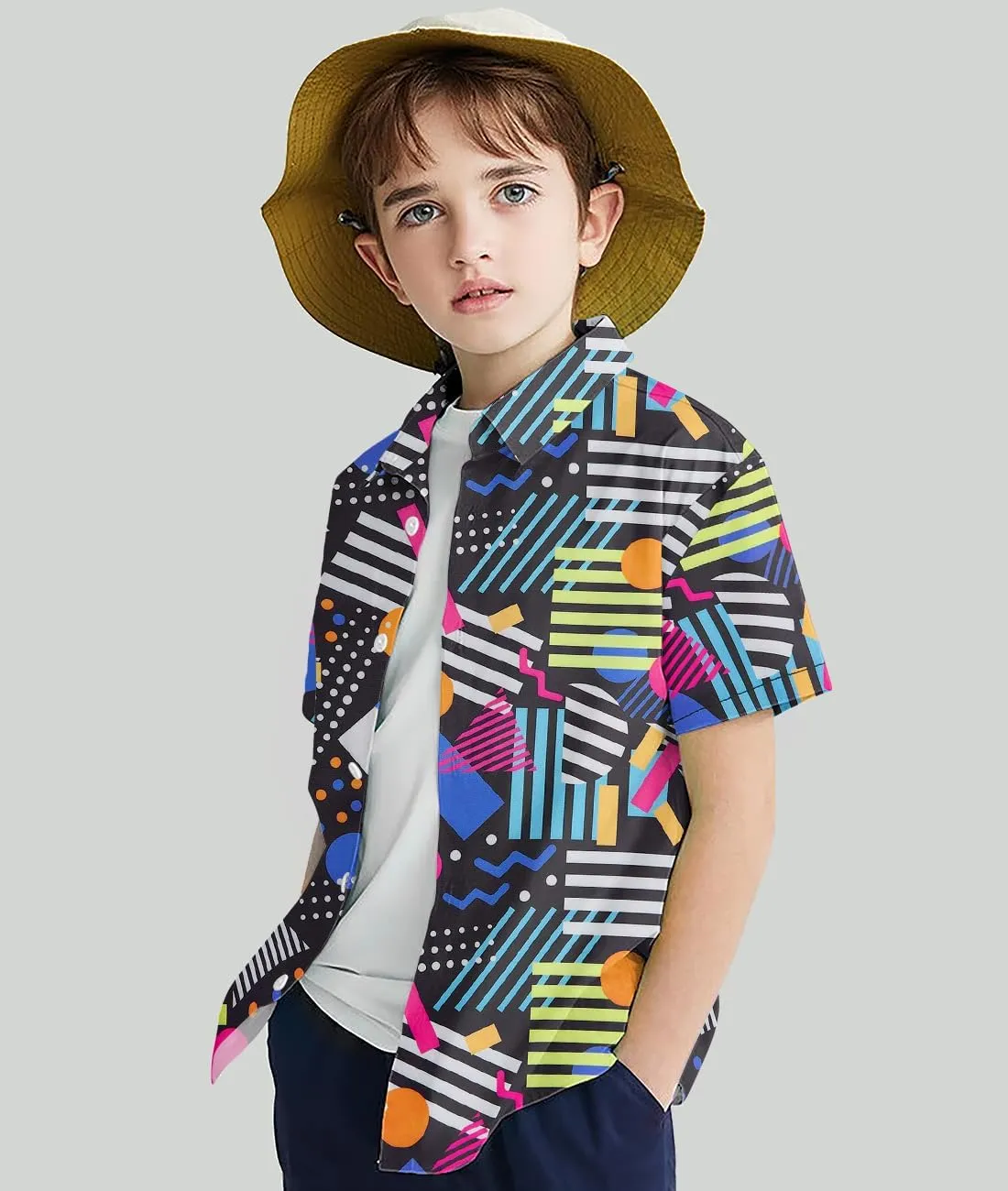 Enlifety Boys Girls Hawaii Shirt Cool Summer Casual Blouse Short Sleeve Button Down Tops Size 2-10T