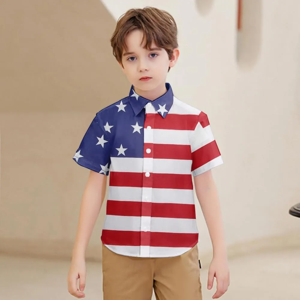 Enlifety Boys Girls Hawaii Shirt Cool Summer Casual Blouse Short Sleeve Button Down Tops Size 2-10T