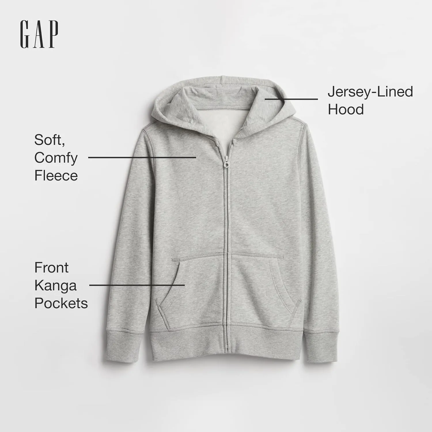 GAP Boys' Full Zip Hoodie Hooded Sweatshirt