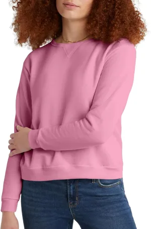 Hanes Women's Ecosmart V-Notch Crewneck Sweatshirt, Fleece Pullover Sweatshirt For Women