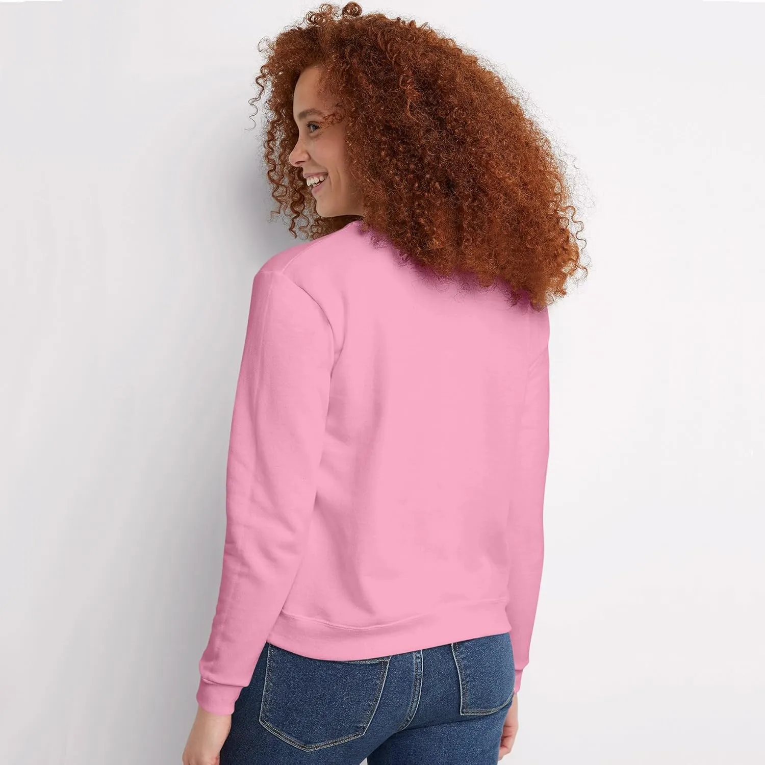 Hanes Women's Ecosmart V-Notch Crewneck Sweatshirt, Fleece Pullover Sweatshirt For Women