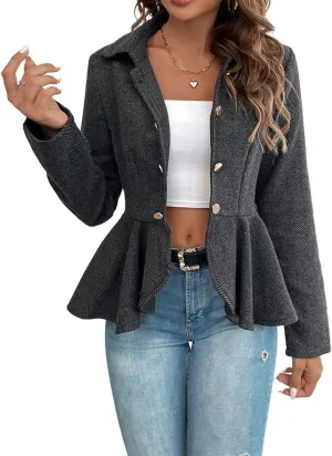 Herringbone Double Breasted Blazer Women Dressy Business Casual Work Suit Jacket Blazers for Women