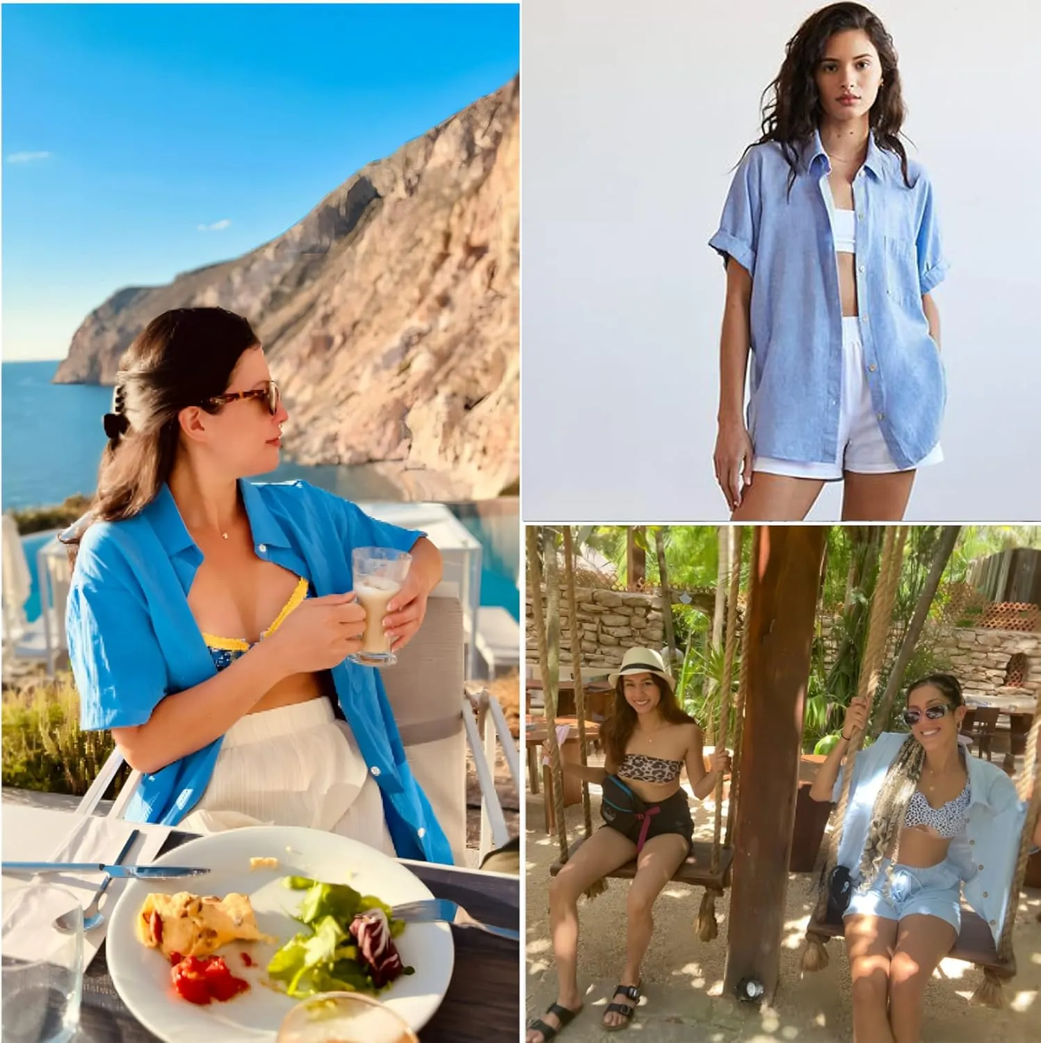HOTOUCH Linen Shirts for Women Button Down Shirt Cotton Short Sleeve Loose Fit Blouse Collared Casual Work Tops S-XXL
