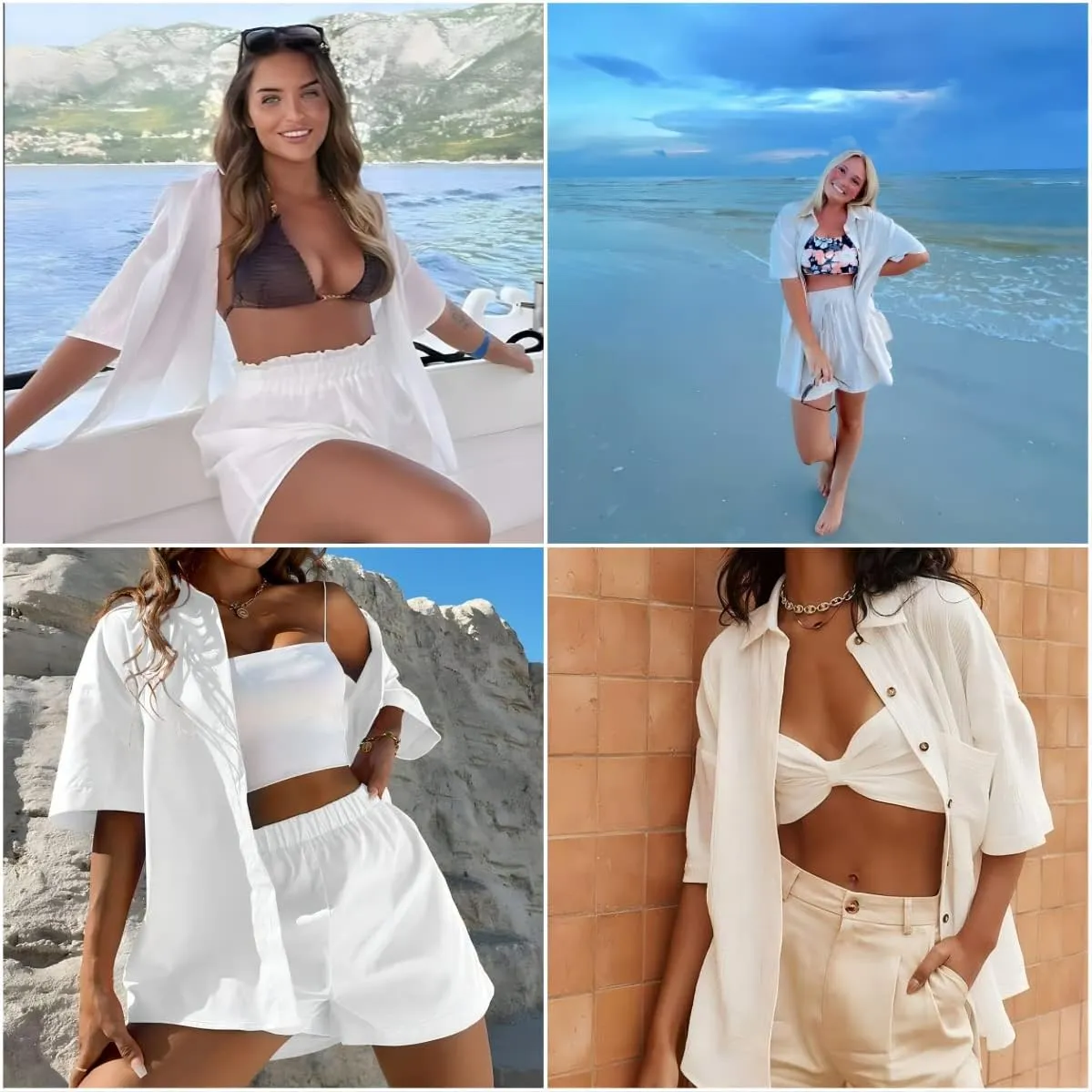 HOTOUCH Linen Shirts for Women Button Down Shirt Cotton Short Sleeve Loose Fit Blouse Collared Casual Work Tops S-XXL