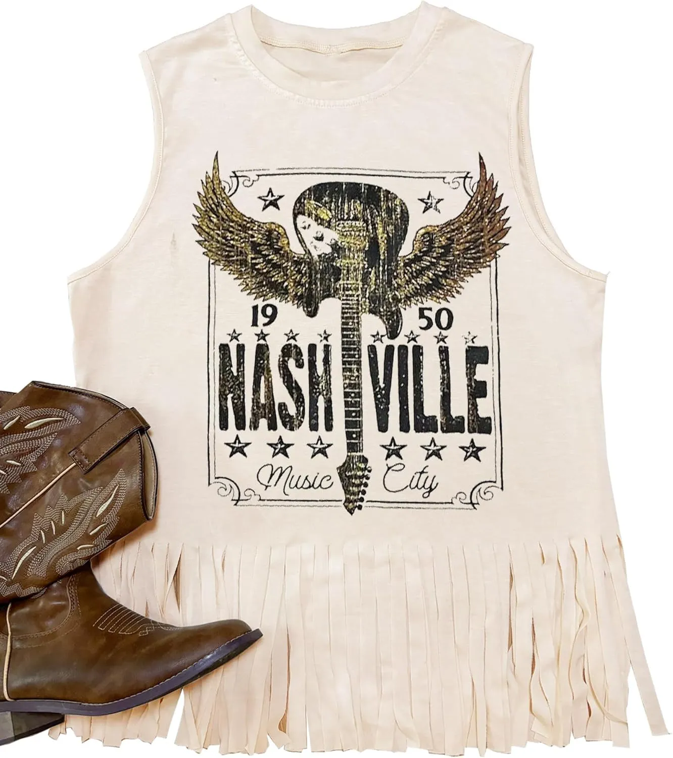 iliheyov Nashville Tank Top for Women Country Music Festival Graphic Print Sleeveless Nash Music Tank Tops