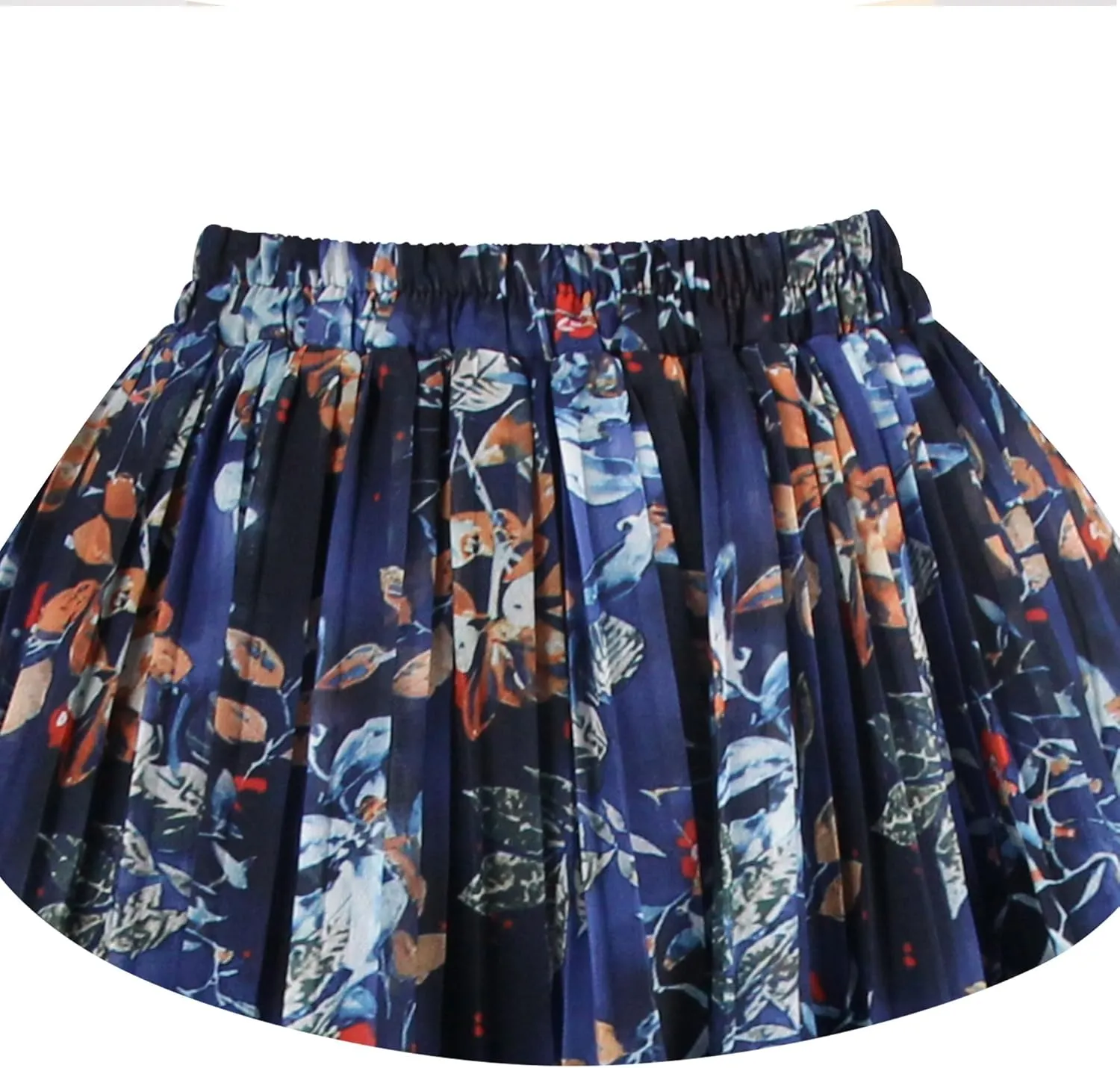 Kingfancy Women's Pleated Skirt Chiffon Elastic Waist A-Line Midi Length Skirt