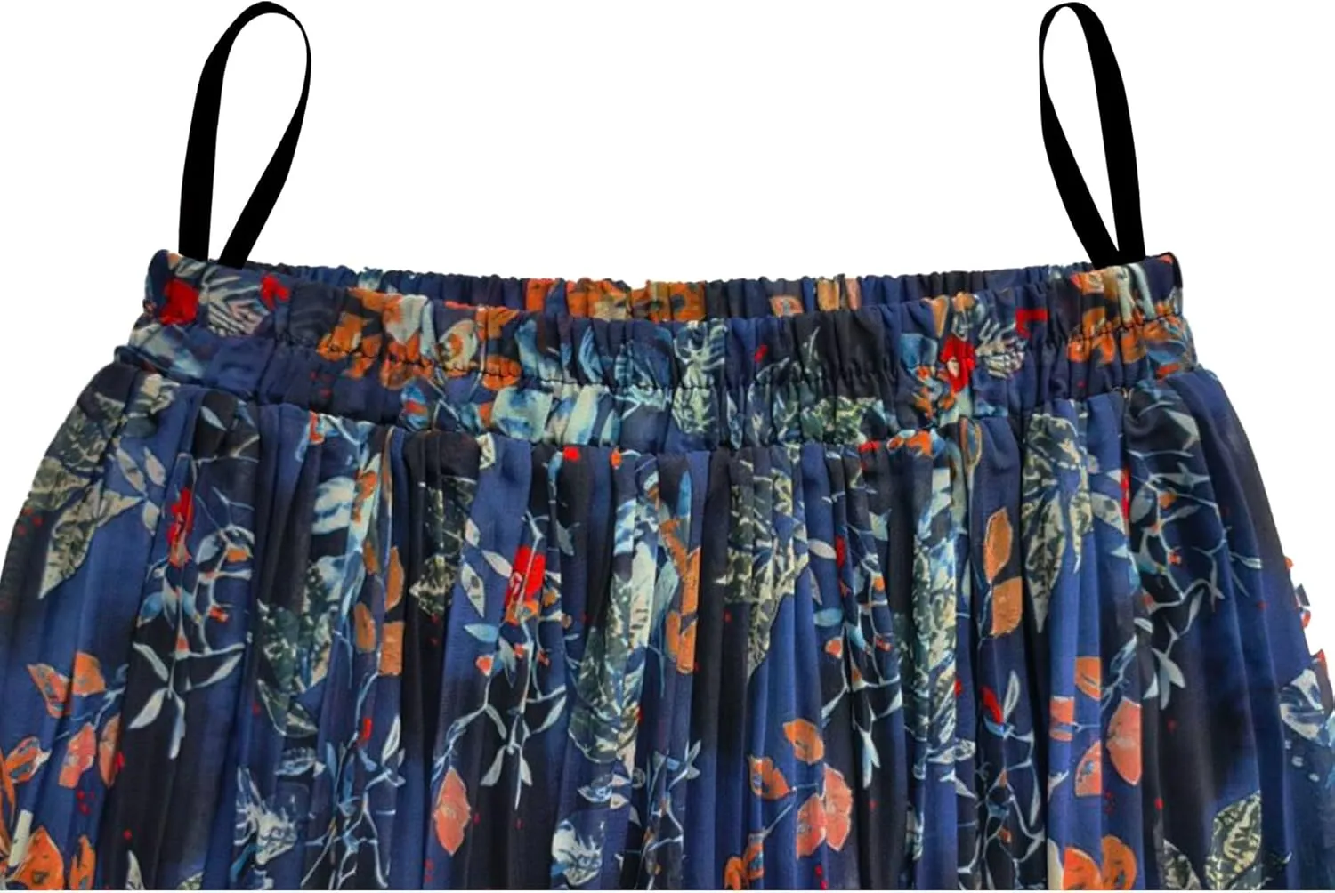 Kingfancy Women's Pleated Skirt Chiffon Elastic Waist A-Line Midi Length Skirt