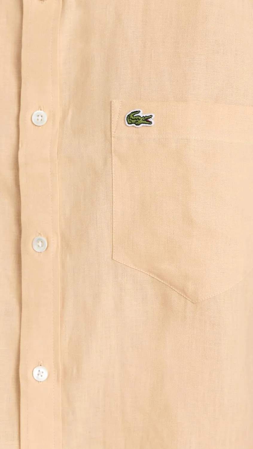 Lacoste Men's Regular Fit Linen Casual Button Down