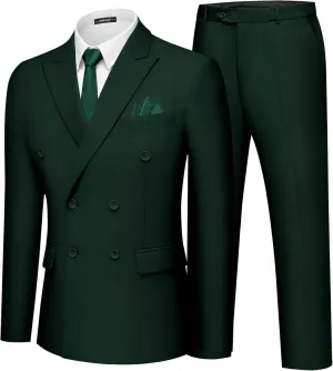 MAGE MALE Men's 2 Piece Suit Elegant Solid Double Breasted Slim Fit Tuxedo Suit with Blazer and Pants