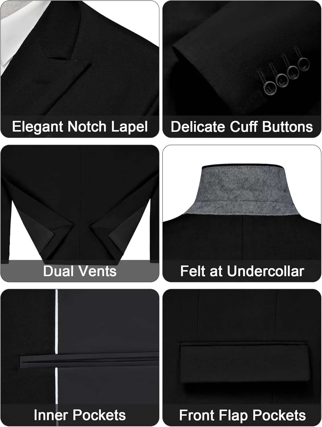 MAGE MALE Men's 2 Piece Suit Elegant Solid Double Breasted Slim Fit Tuxedo Suit with Blazer and Pants