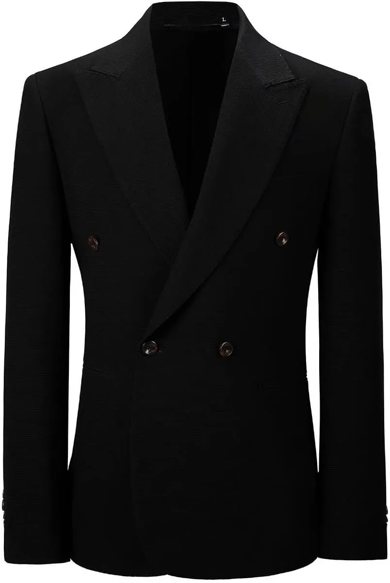 Men's Blazer Knitted Jacket Casual Light Weight Slim Fit Formal Wedding Prom Suit Retro Double-Breasted Jackets Sport Coats
